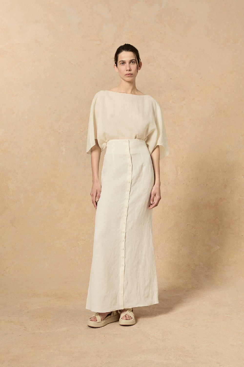 Cortana Bambina Falda En Lino Marfil