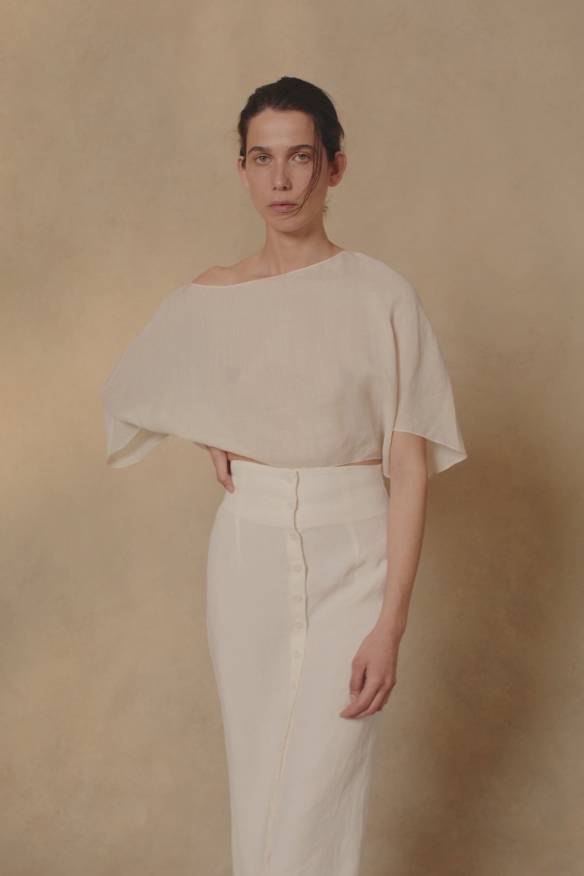 Cortana Bambina Falda En Lino Marfil