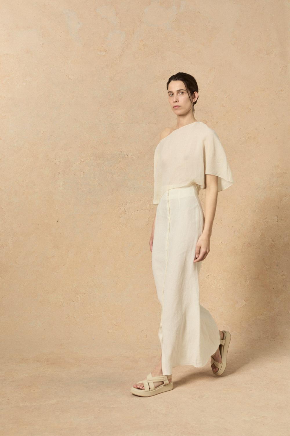 Cortana Bambina Falda En Lino Marfil