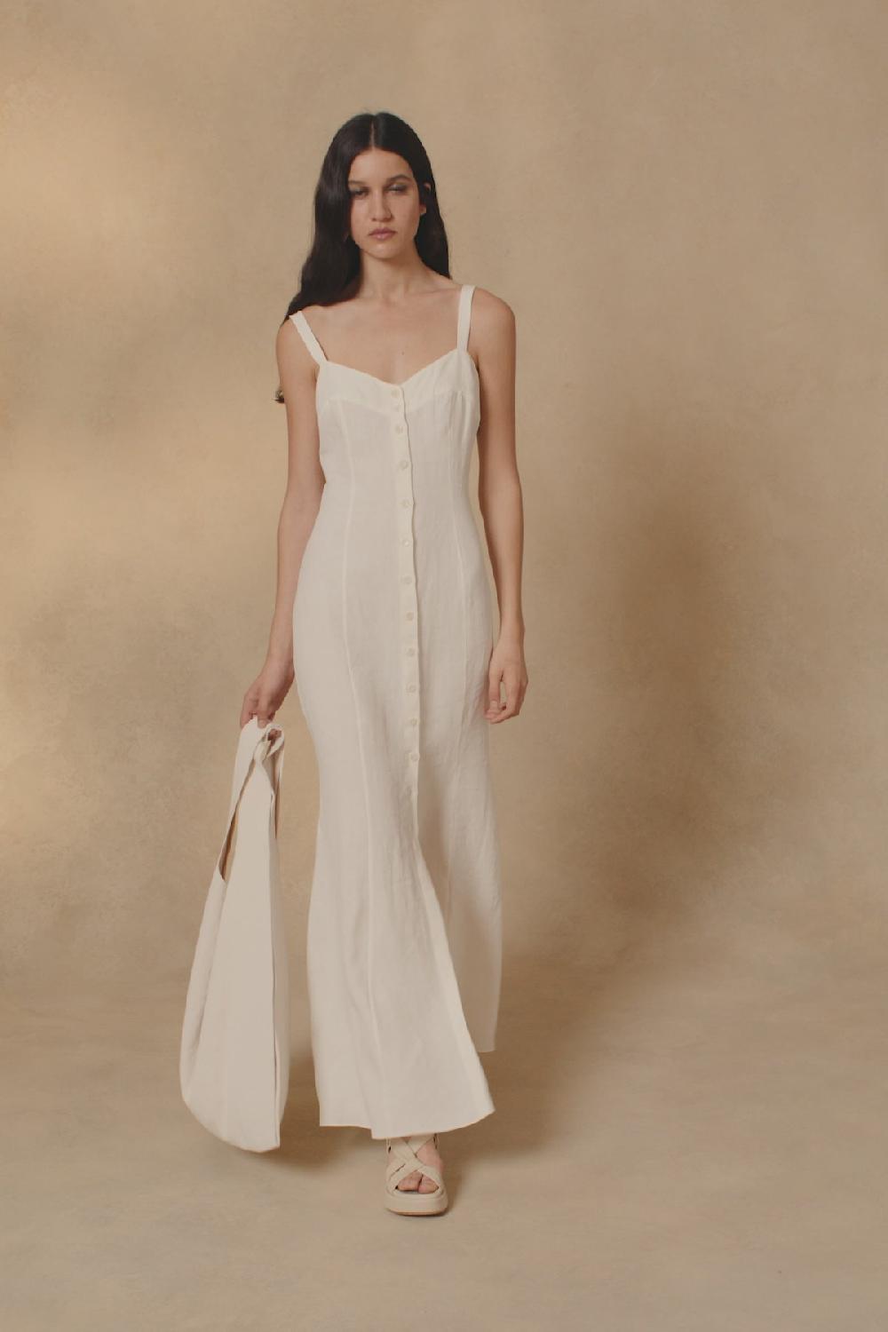 Cortana Bambina Vestido En Lino Marfil