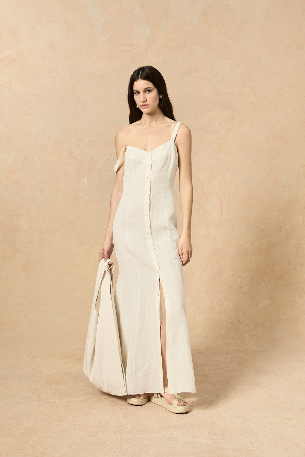 Cortana Bambina Vestido En Lino Marfil