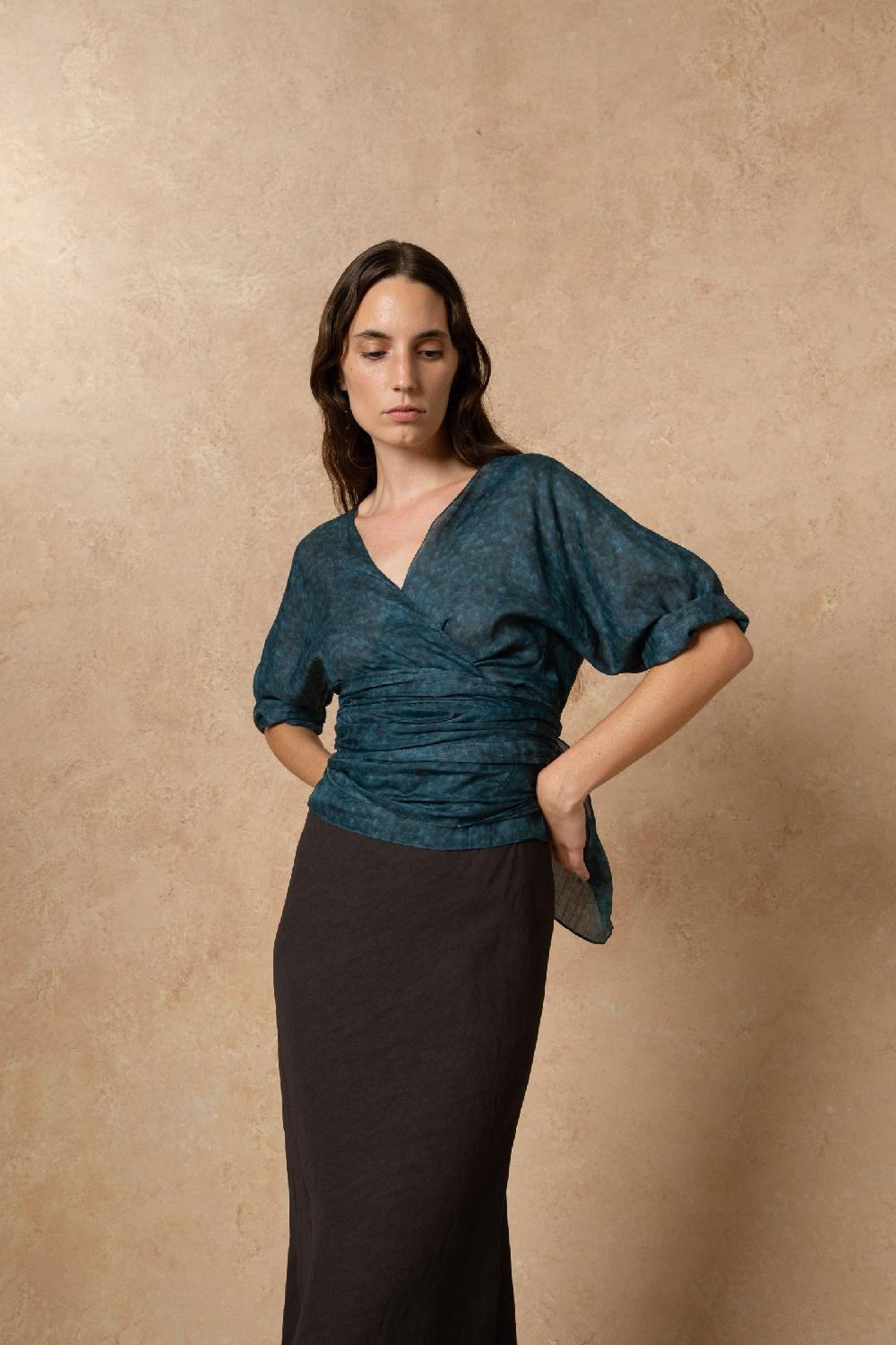 Cortana Blues Top En Ramio Tokyo Print