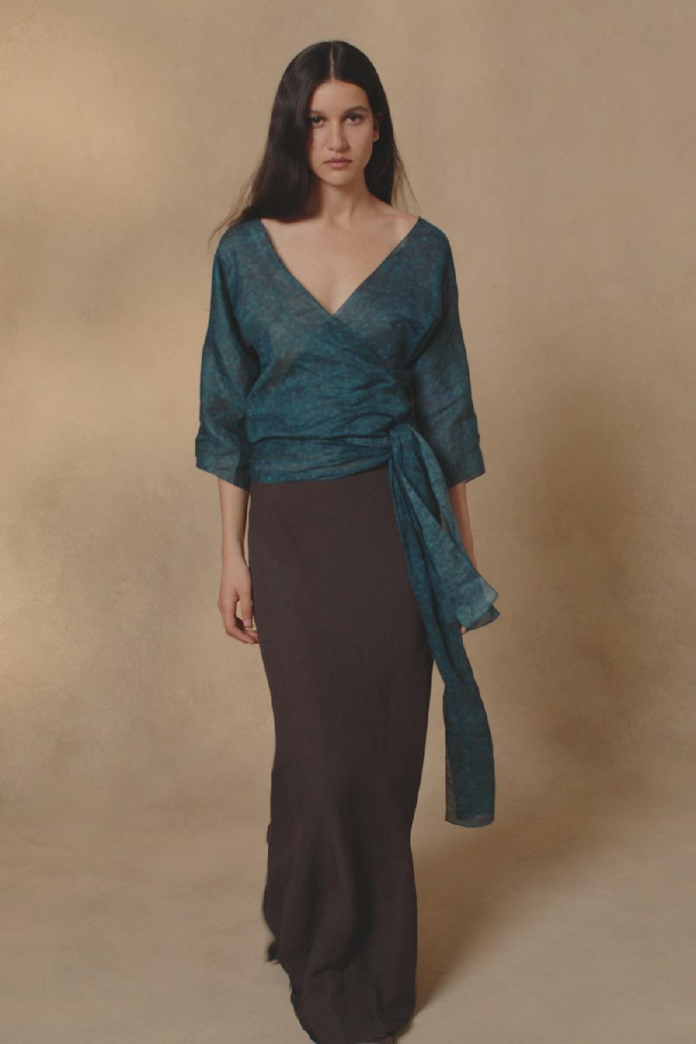 Cortana Blues Top En Ramio Tokyo Print