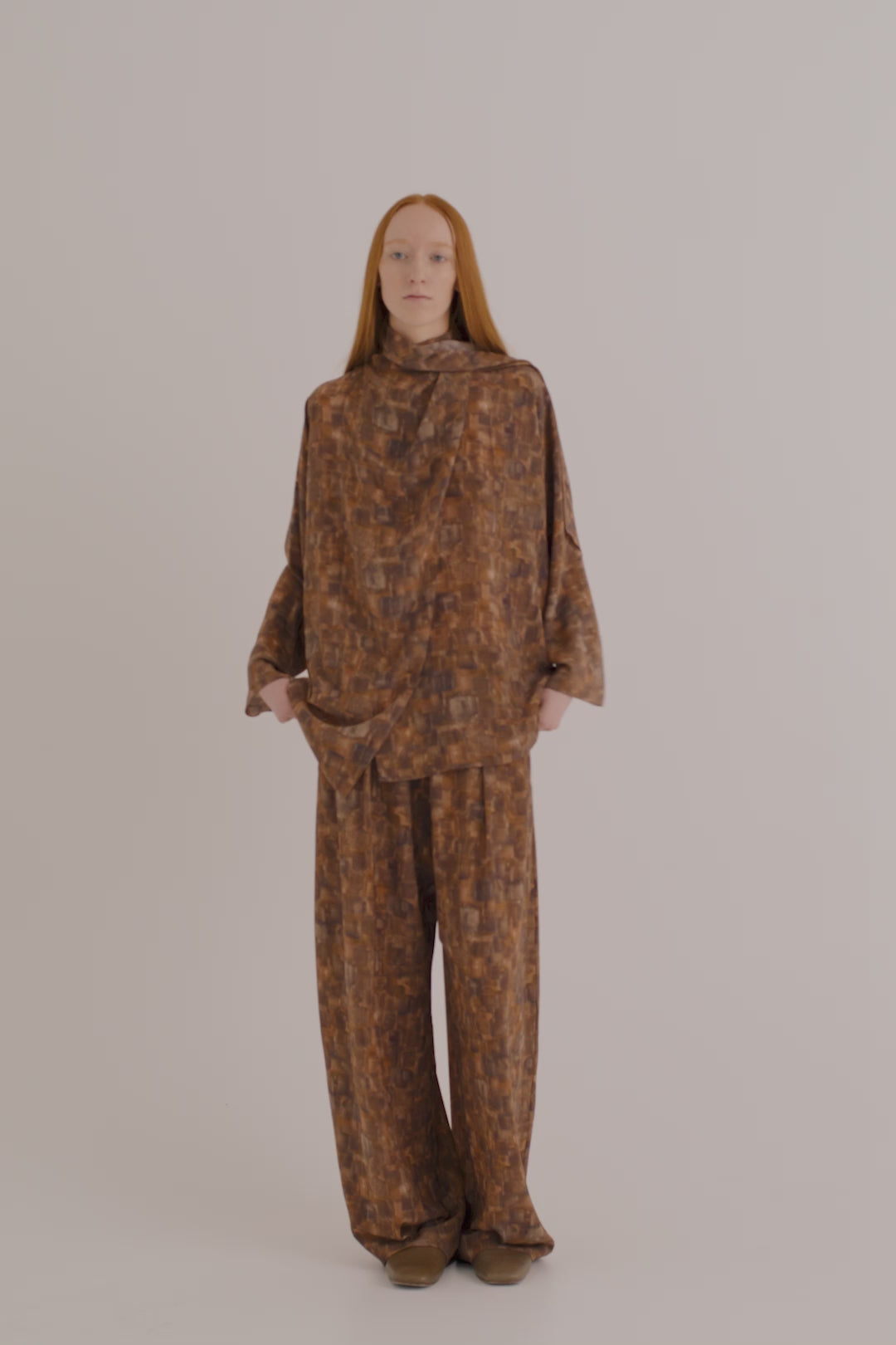 Cortana Braque Blusa En Seda Cube Print