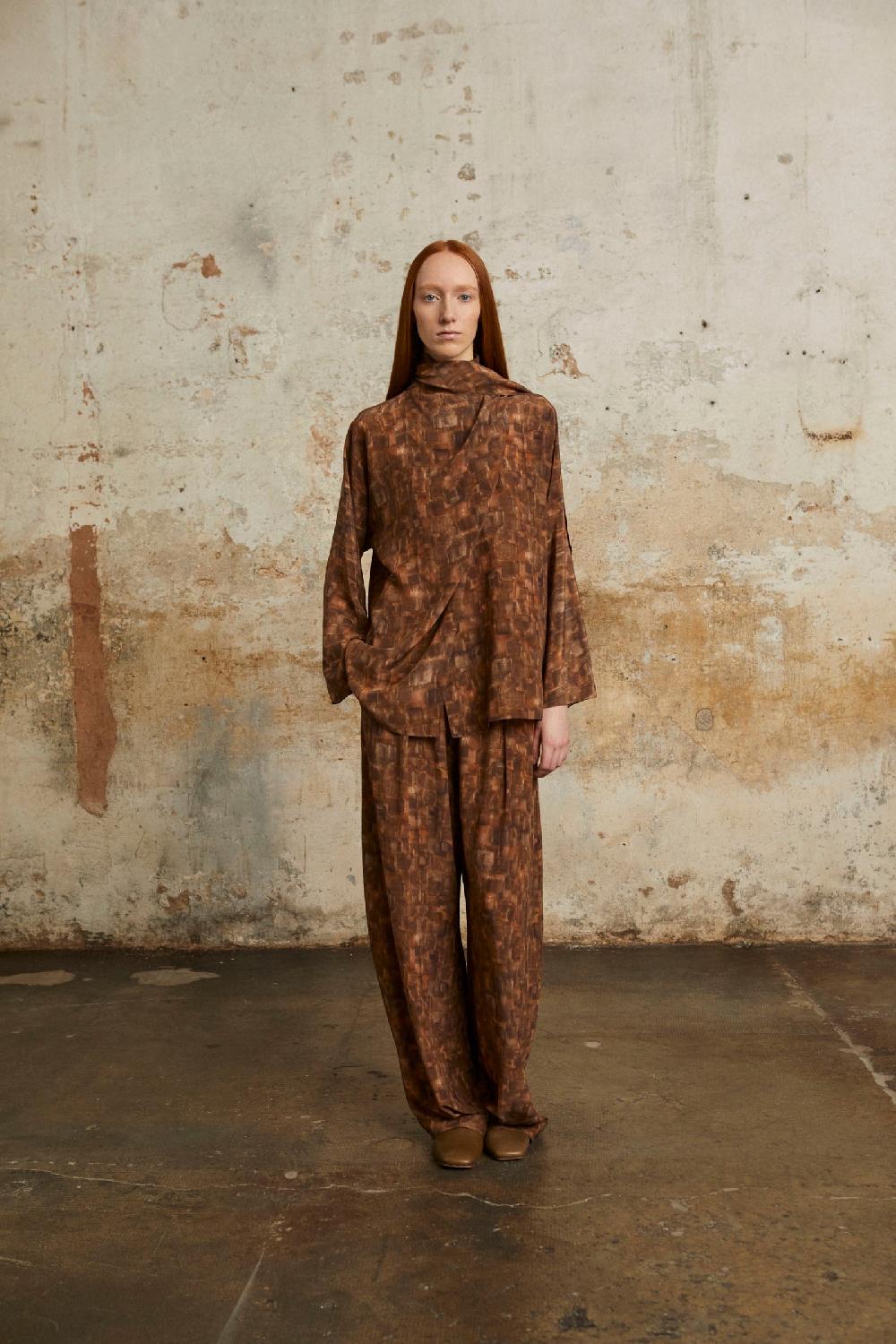 Cortana Braque Pantalon En Seda Cube Print