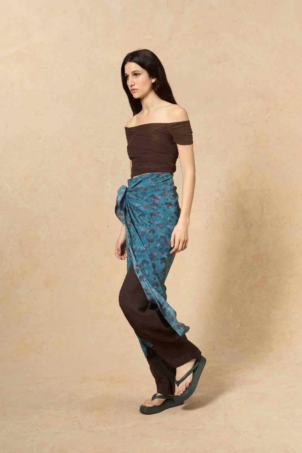 Cortana Camaron Falda En Seda Stretch Isla Print