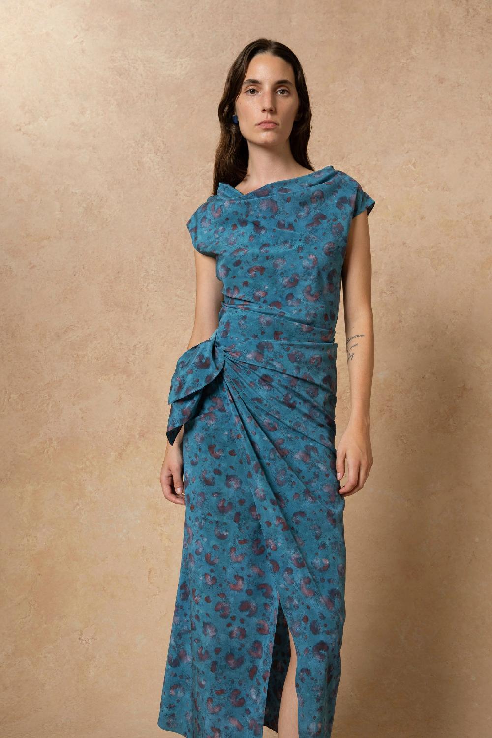 Cortana Camaron Top En Seda Stretch Isla Print