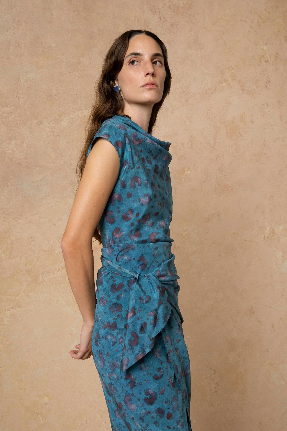 Cortana Camaron Top En Seda Stretch Isla Print