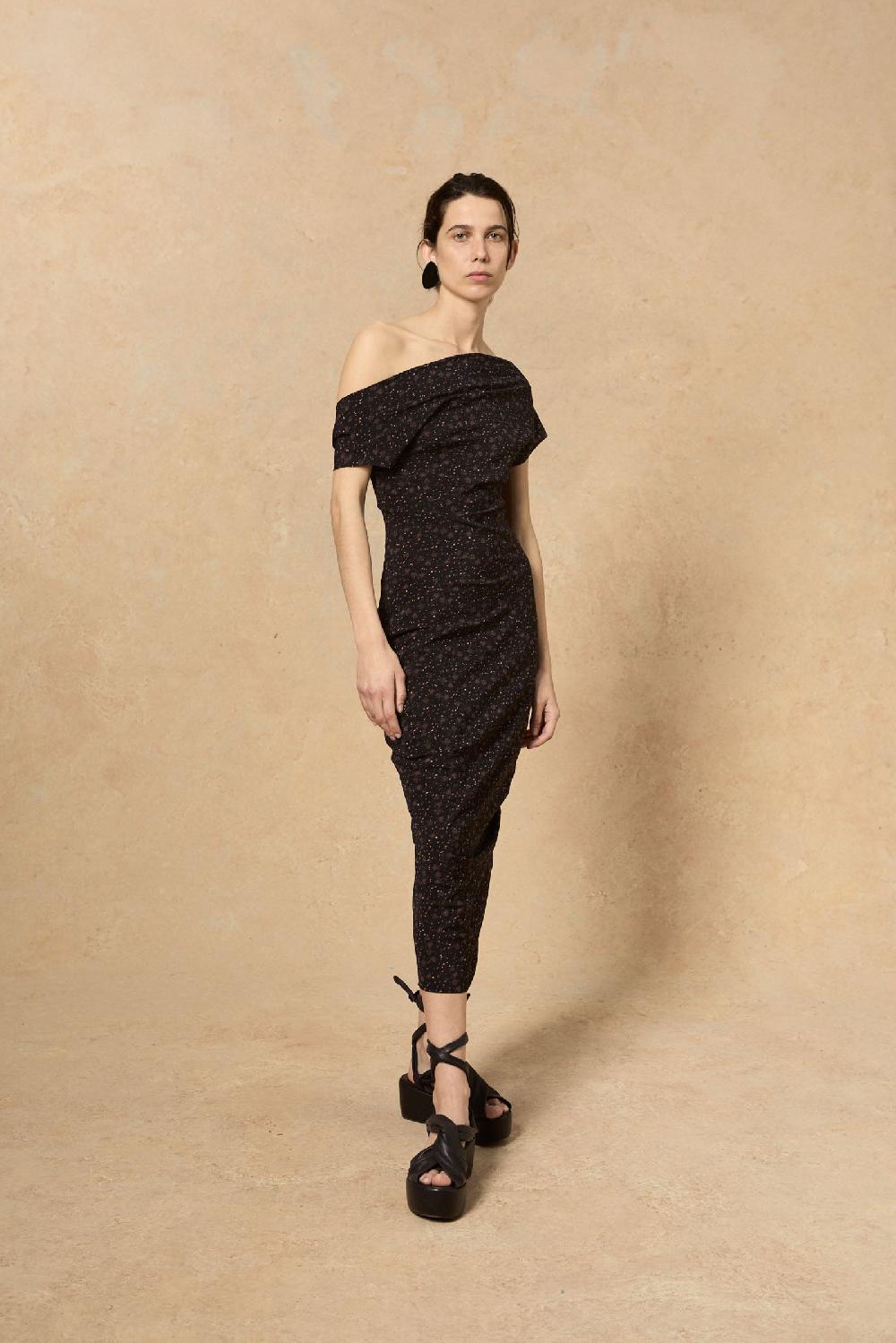 Cortana Camaron Vestido En Seda Stretch Hedy Print