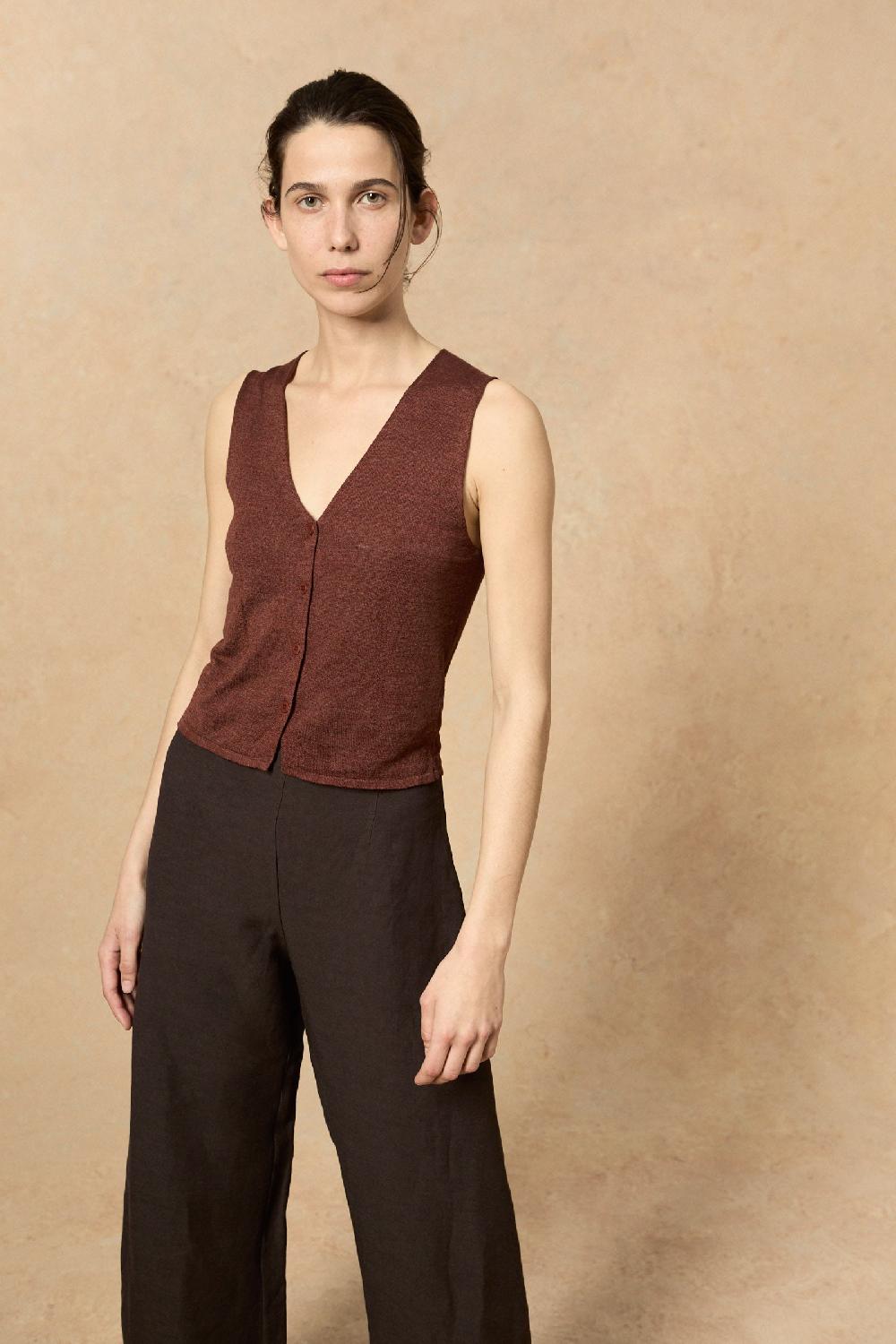 Cortana Canton Chaleco De Punto Granate