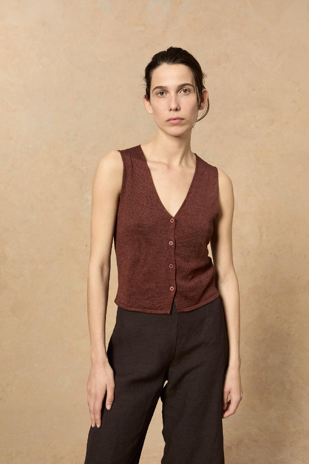 Cortana Canton Chaleco De Punto Granate