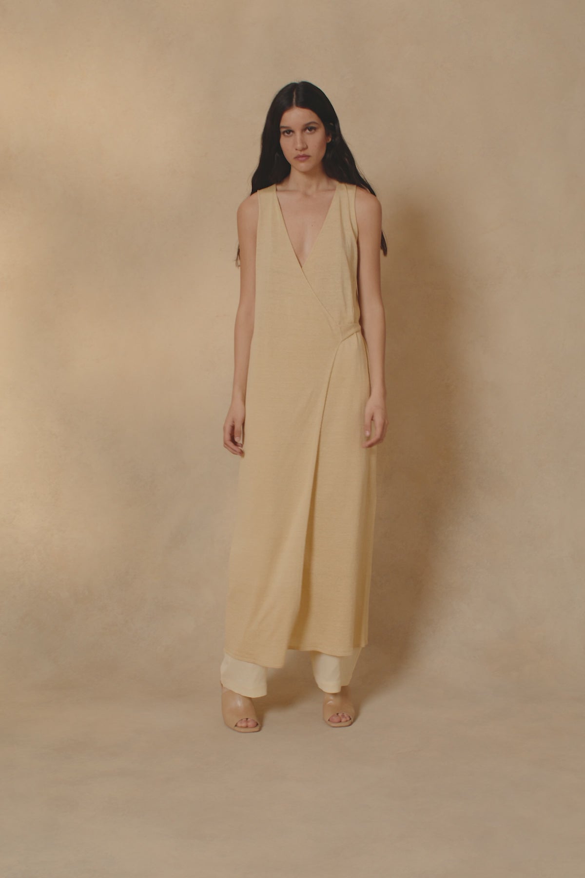 Cortana Canton Vestido Cruzado De Punto Vainilla