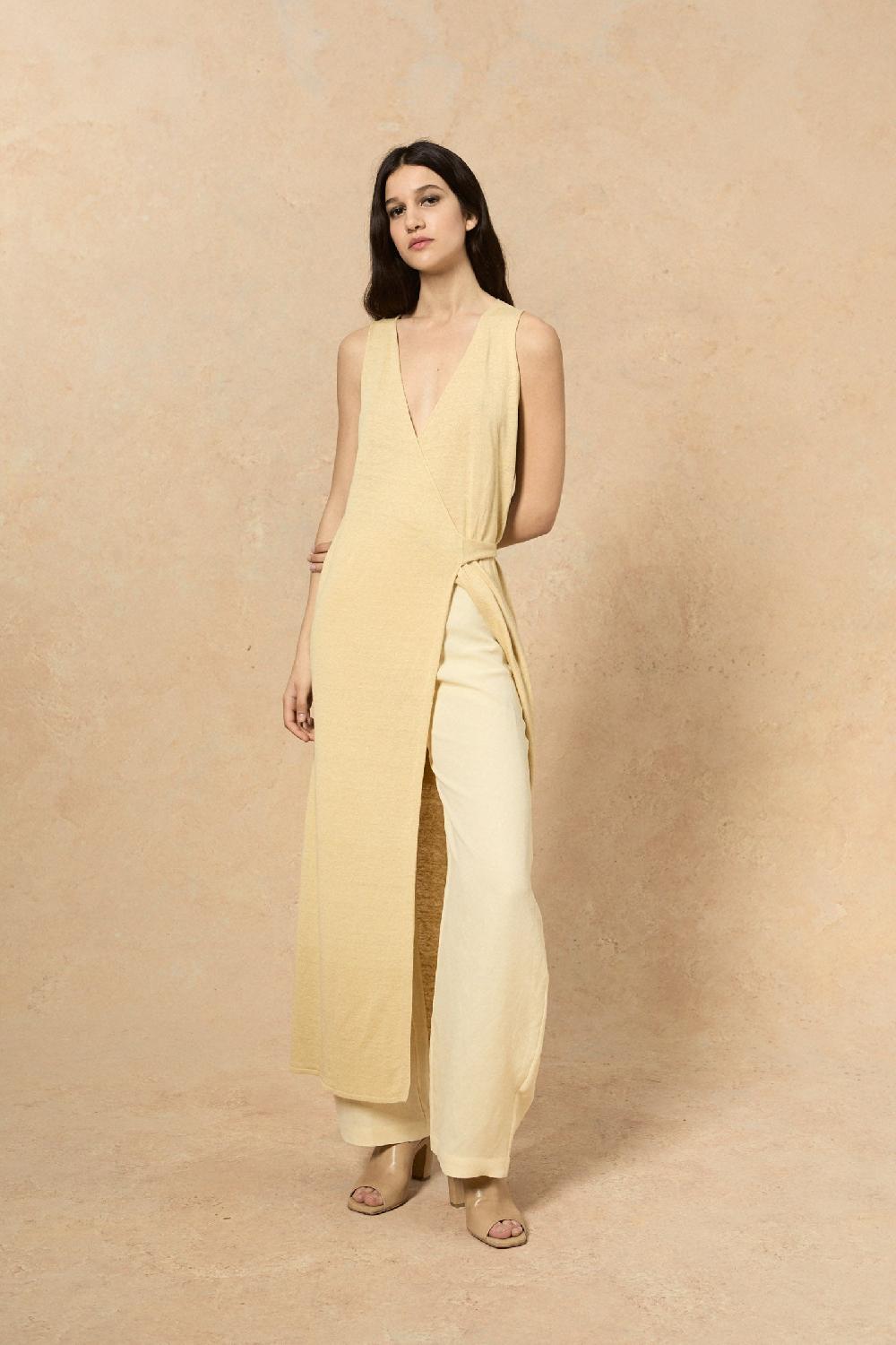 Cortana Canton Vestido Cruzado De Punto Vainilla