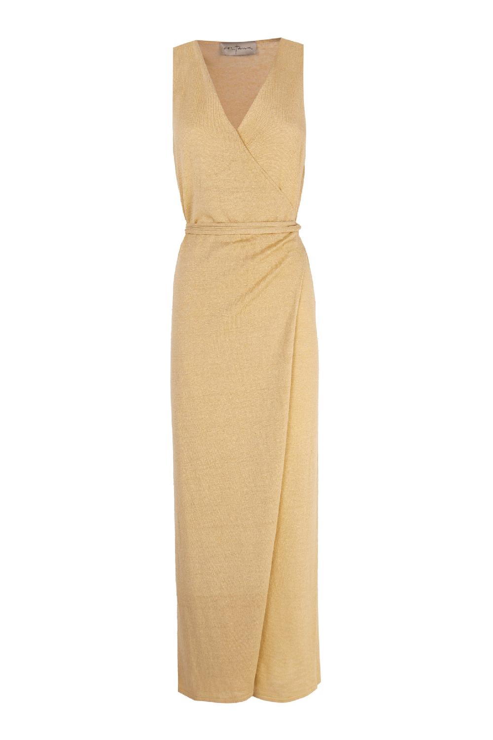 Cortana Canton vestido cruzado de punto vainilla