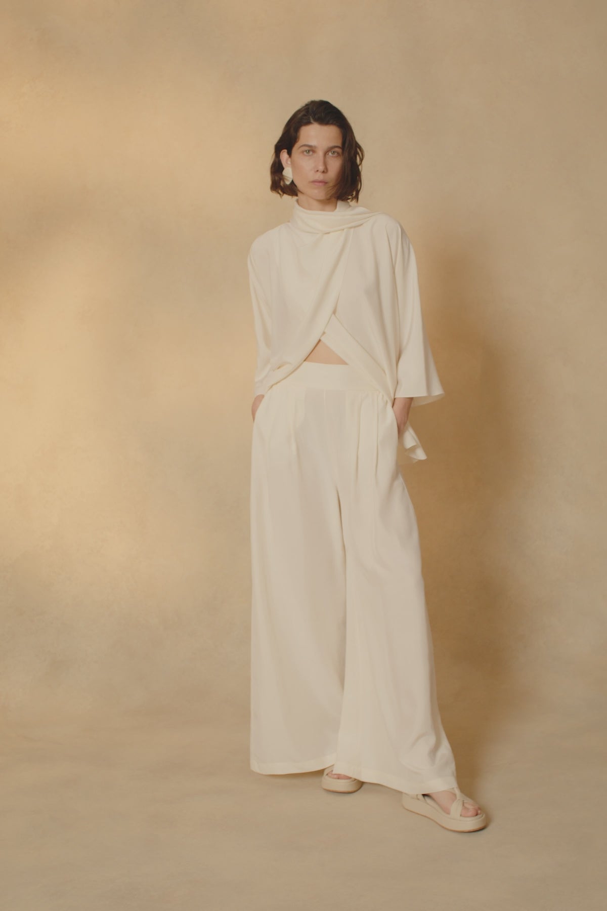 Cortana Claire Blusa En Seda Marfil