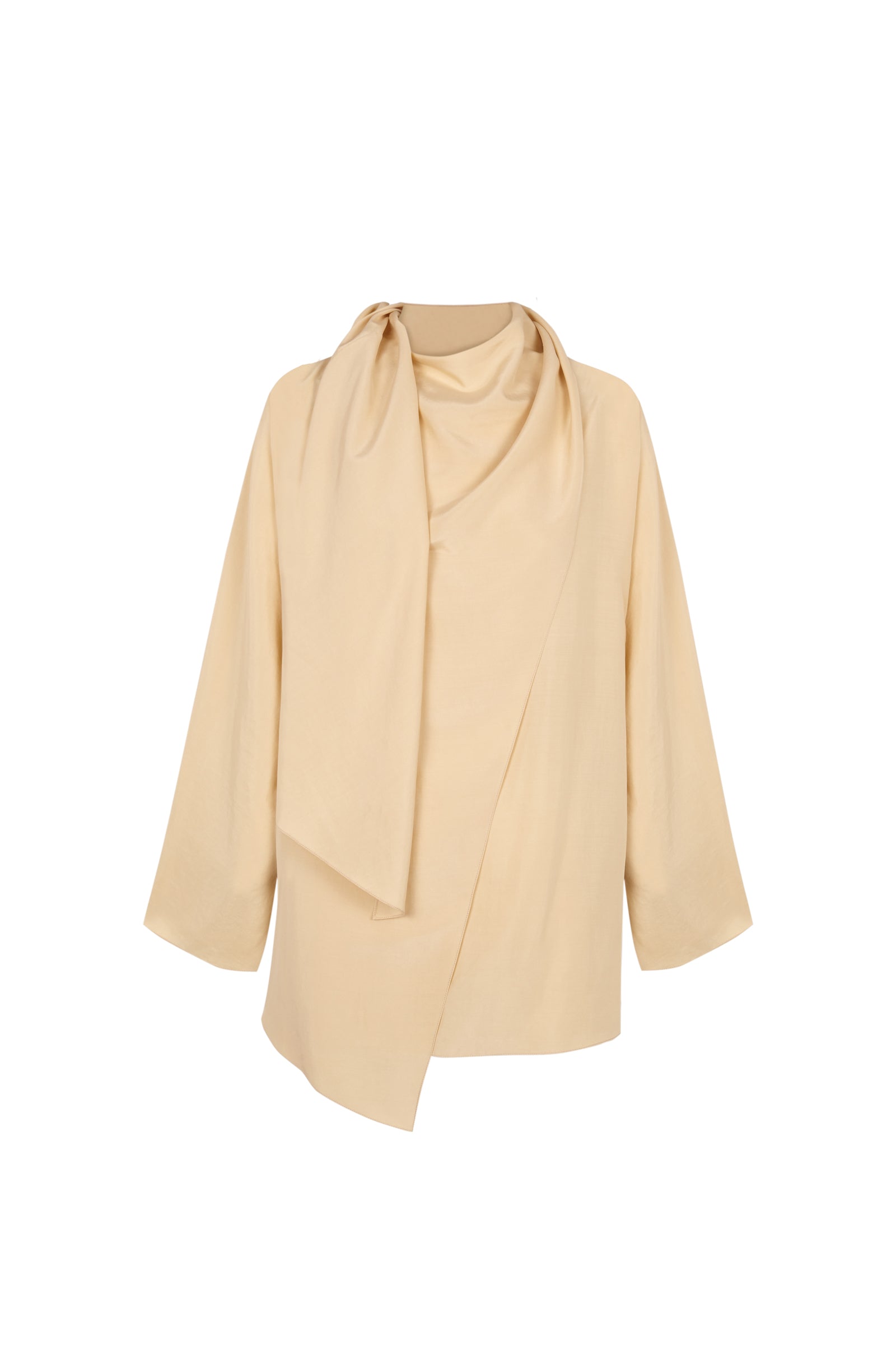 Cortana Clara blusa envolvente en seda beige