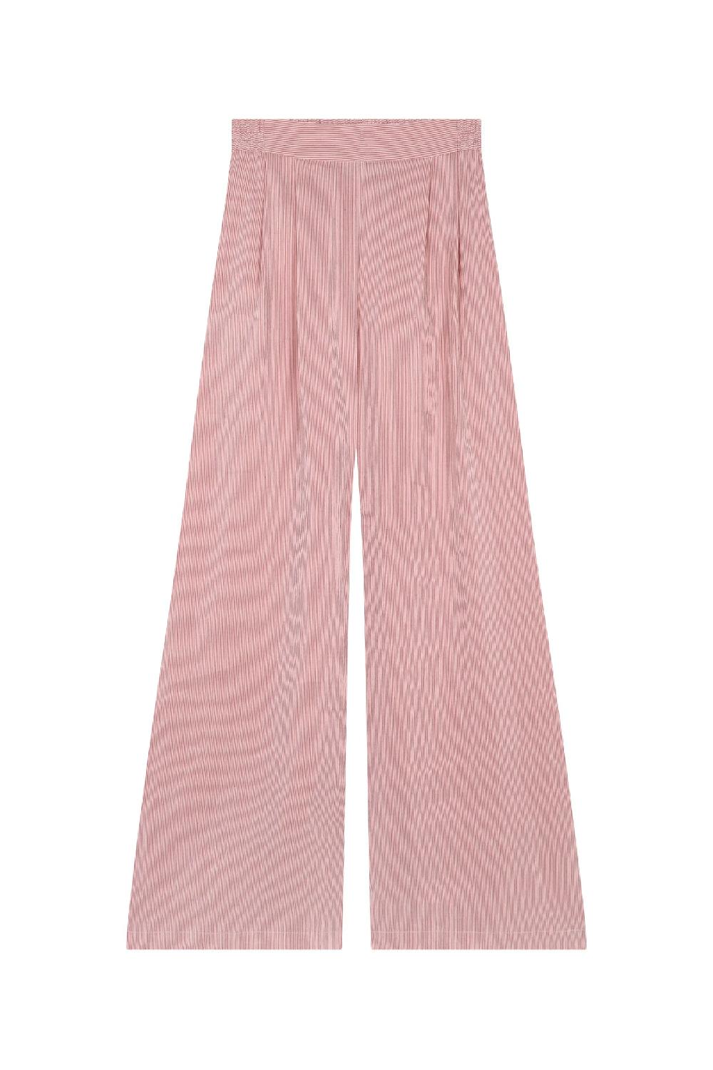 Cortana Cleo pantalon en lino y seda a rayas rojas