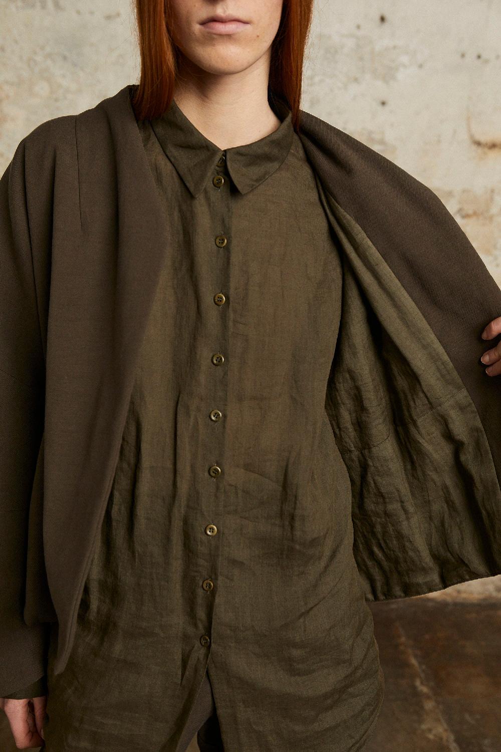 Cortana Dennis Camisa Oversize En Ramio Castaña