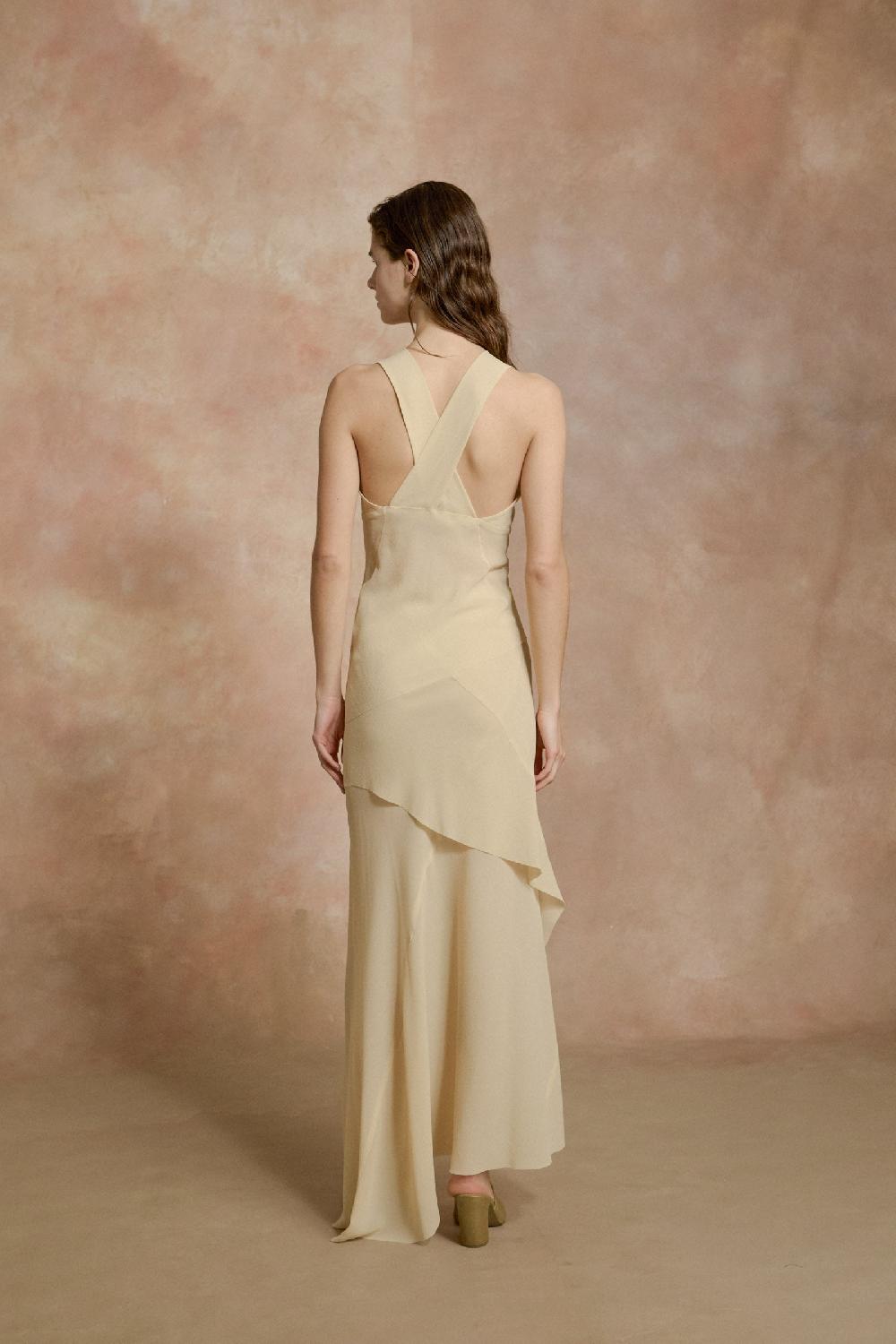 Cortana Dora Top En Georgette De Seda Beige