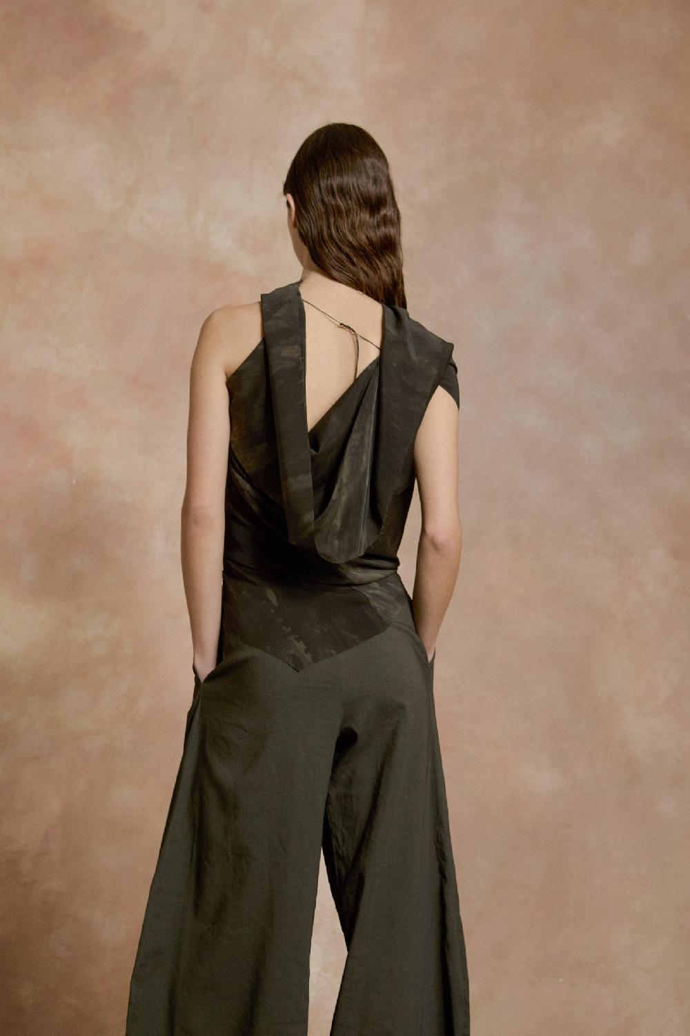 Cortana Dye Top Asimetrico De Seda Stretch