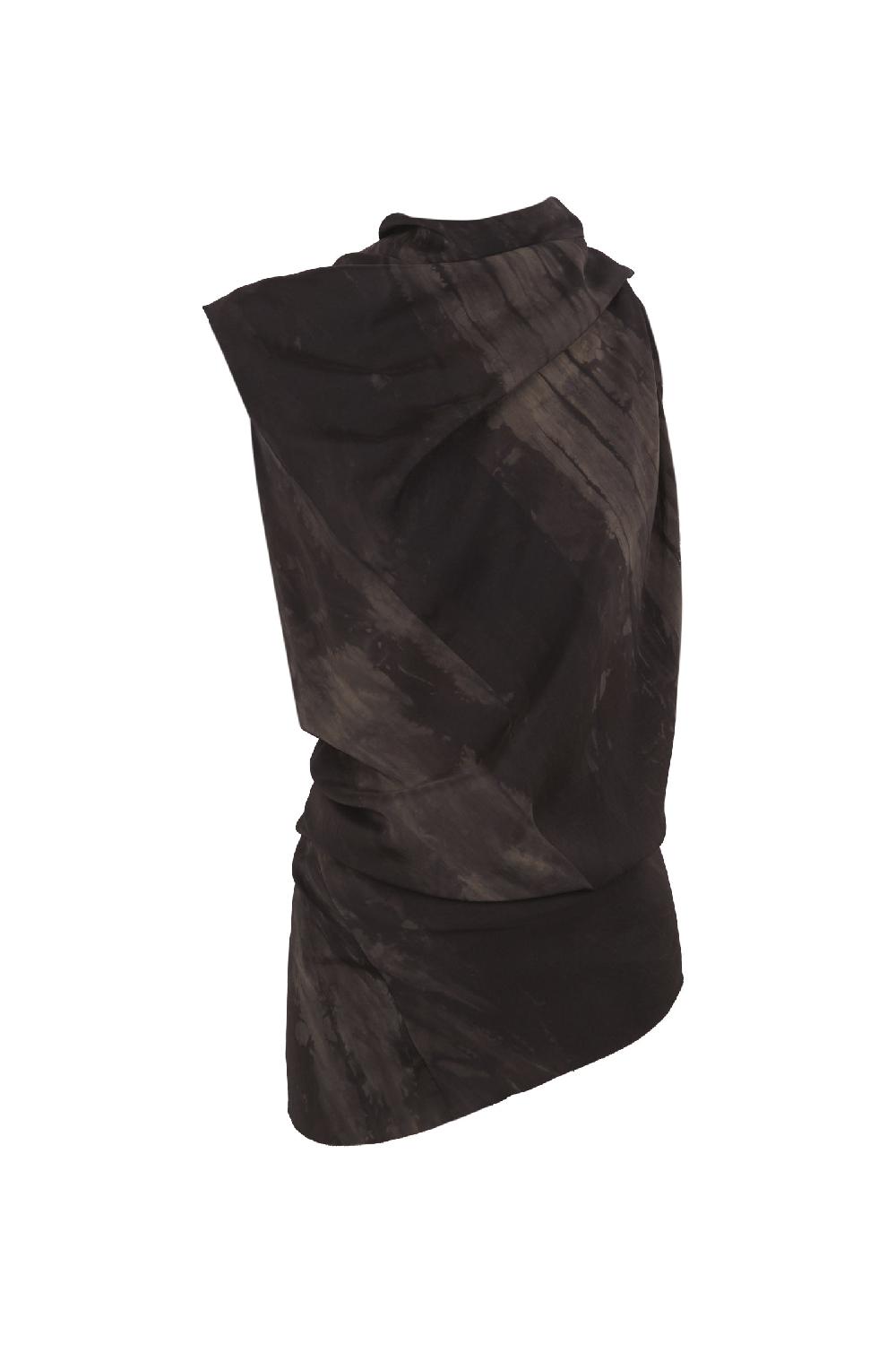 Cortana Dye top asimetrico de seda stretch