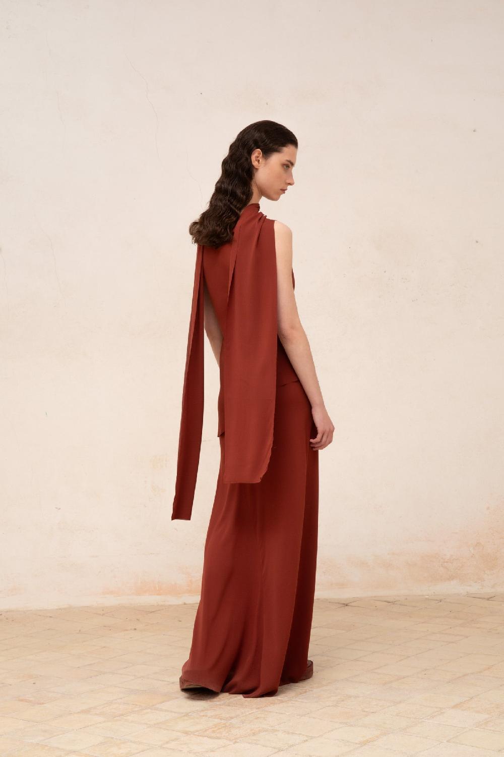 Cortana Edda Top En Seda Stretch Granate