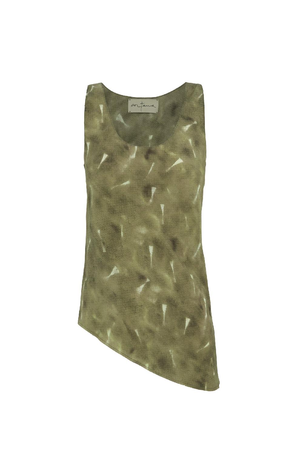 Cortana Elise top de seda organica pua print