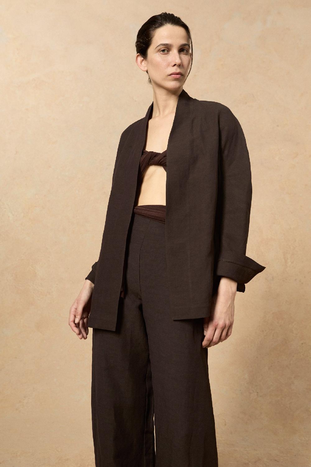 Cortana Fania Chaqueta En Lino Y Viscosa Blueberry