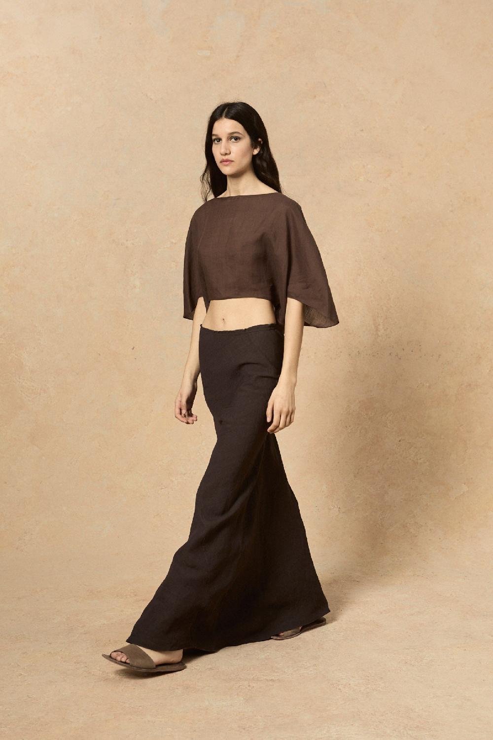 Cortana Fania Falda En Lino Blueberry