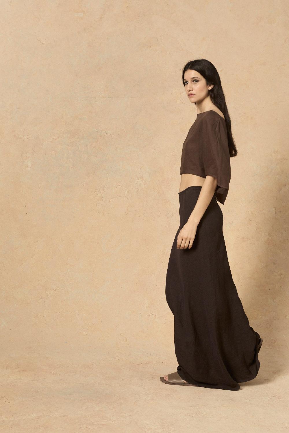 Cortana Fania Falda En Lino Blueberry