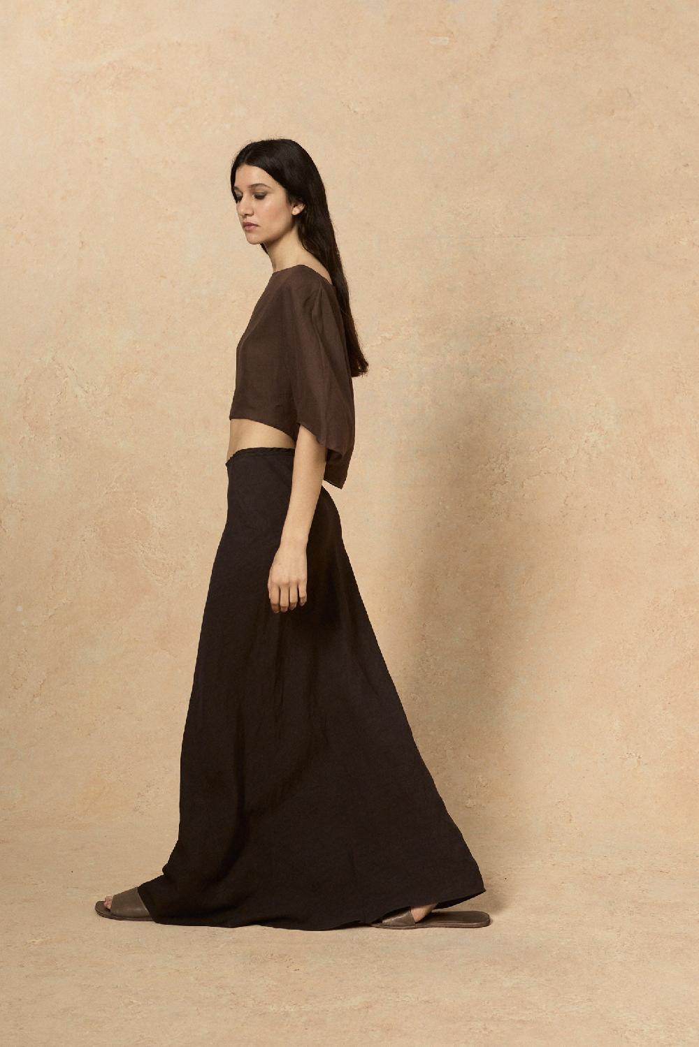 Cortana Fania Falda En Lino Blueberry