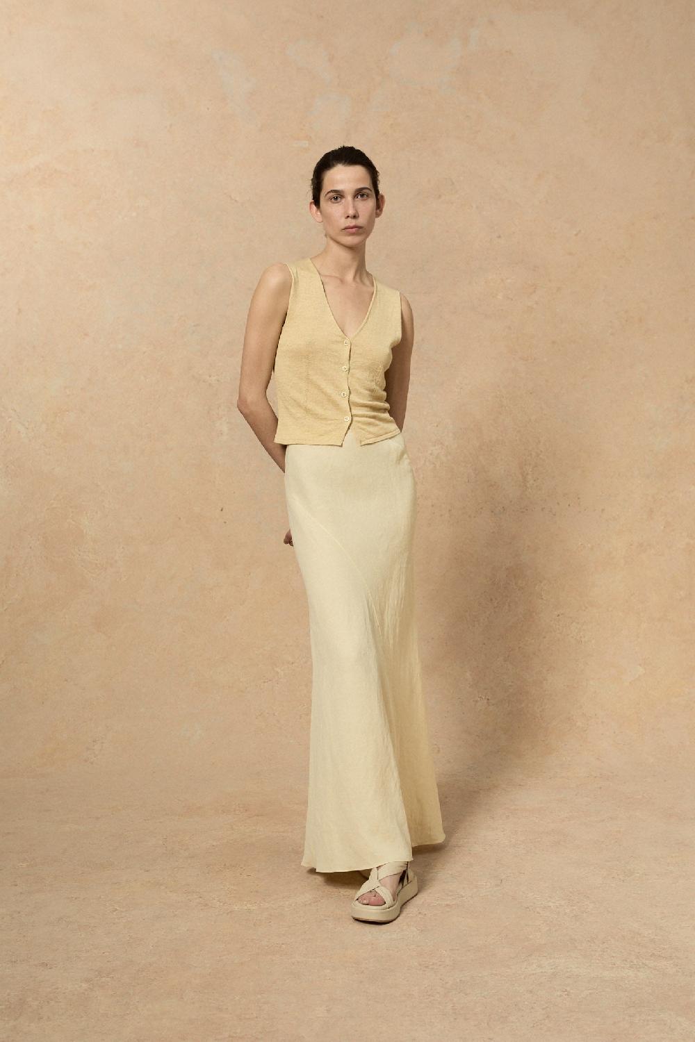 Cortana Fania Falda En Lino Vainilla