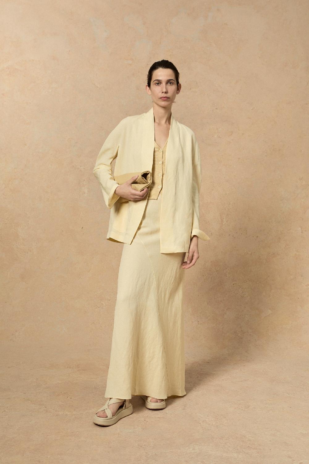 Cortana Fania Falda En Lino Vainilla