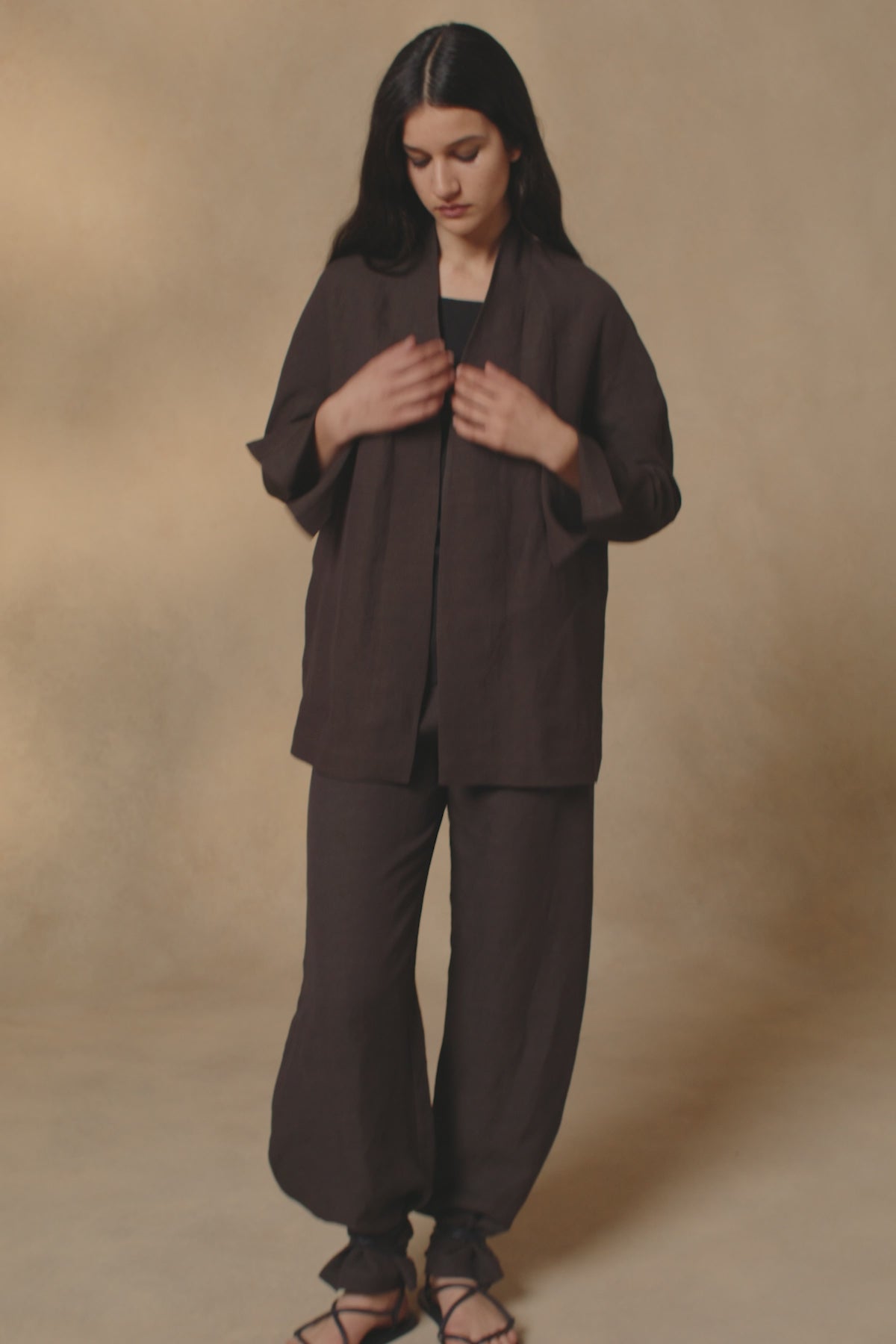 Cortana Fania Pantalon En Lino Y Viscosa Blueberry