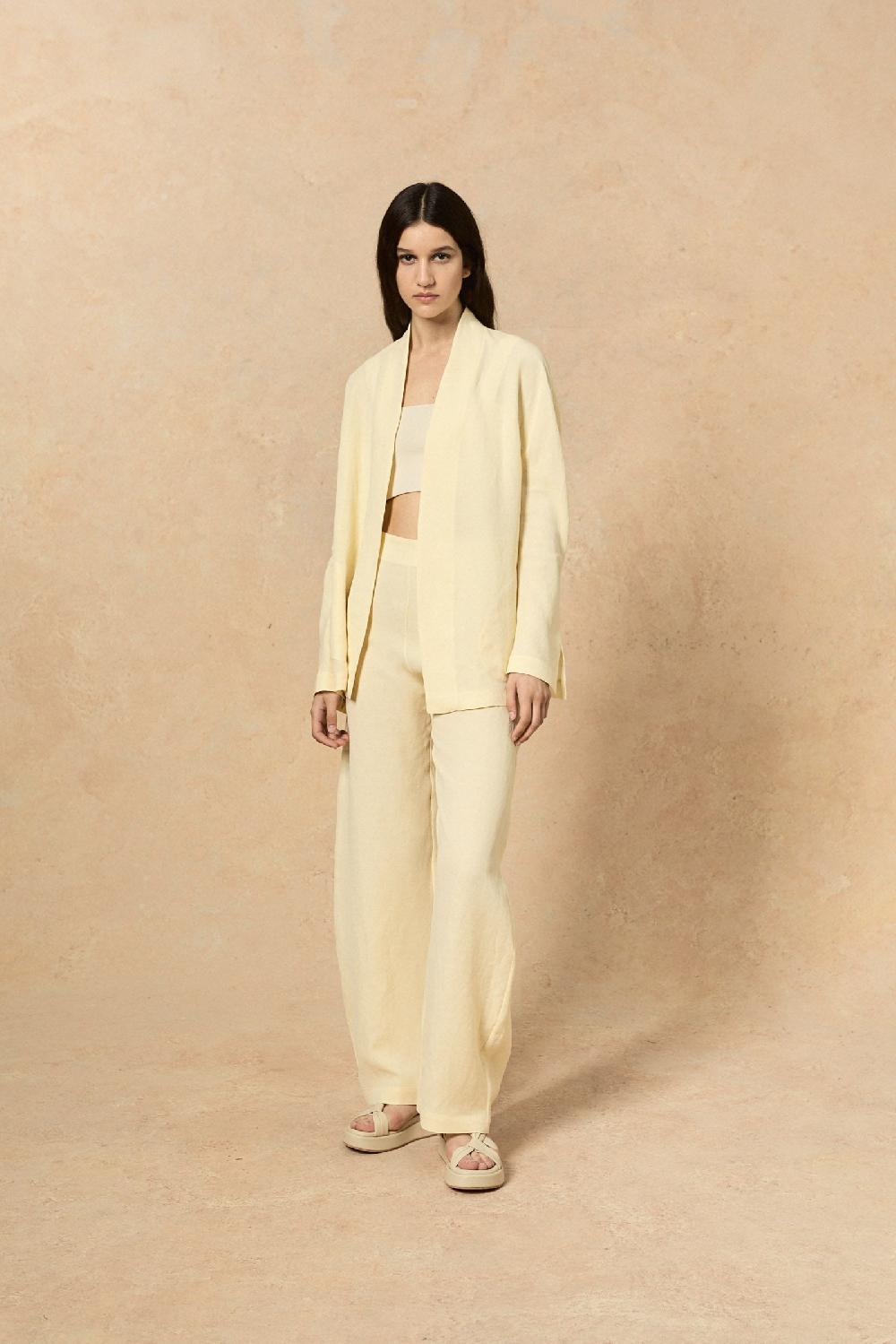 Cortana Fania Pantalon En Lino Y Viscosa Vainilla