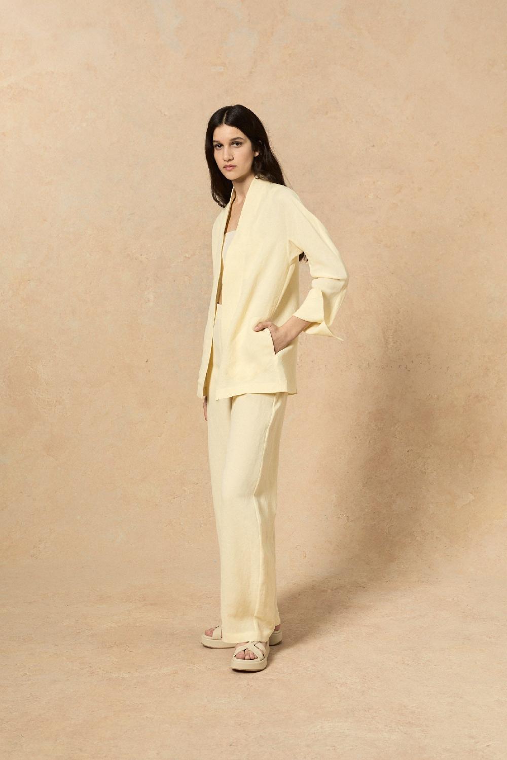 Cortana Fania Pantalon En Lino Y Viscosa Vainilla