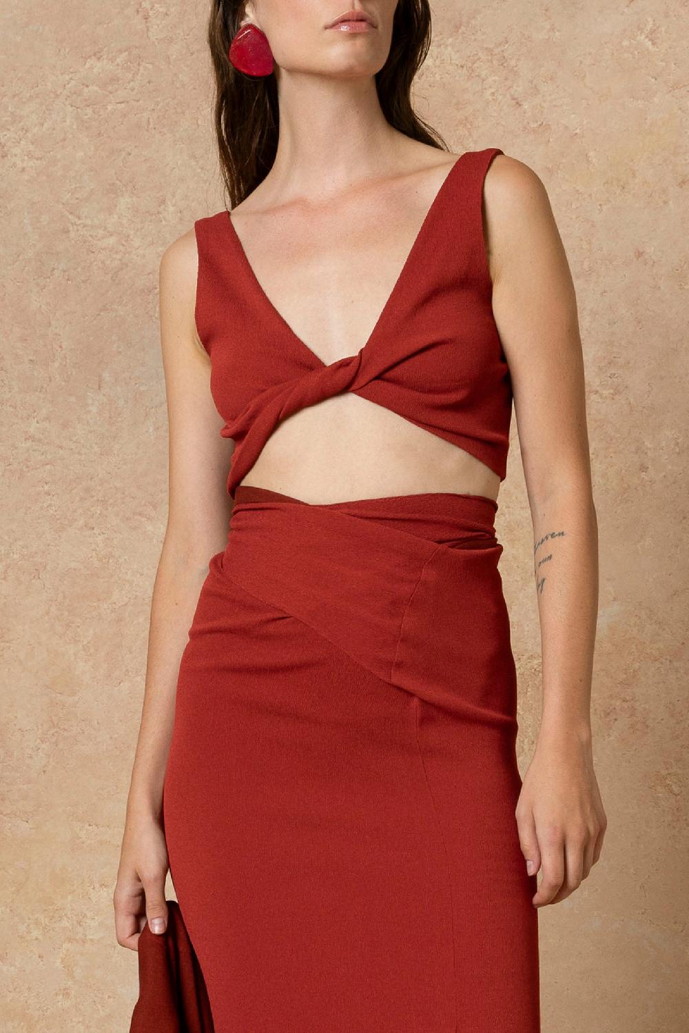 Cortana Fiona Falda Cruzada Rojo Carmin