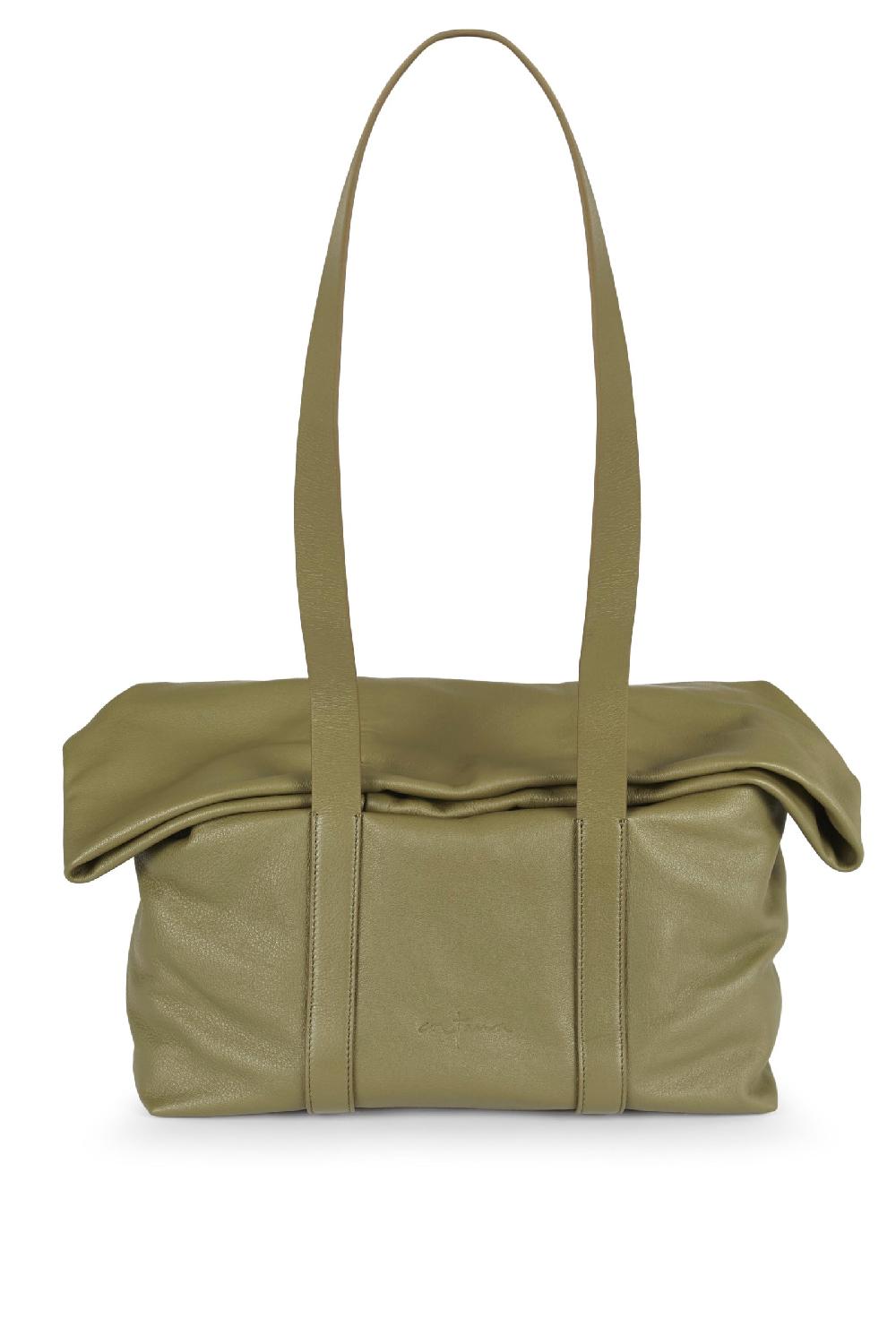 Cortana Folded bolso en cuero verde