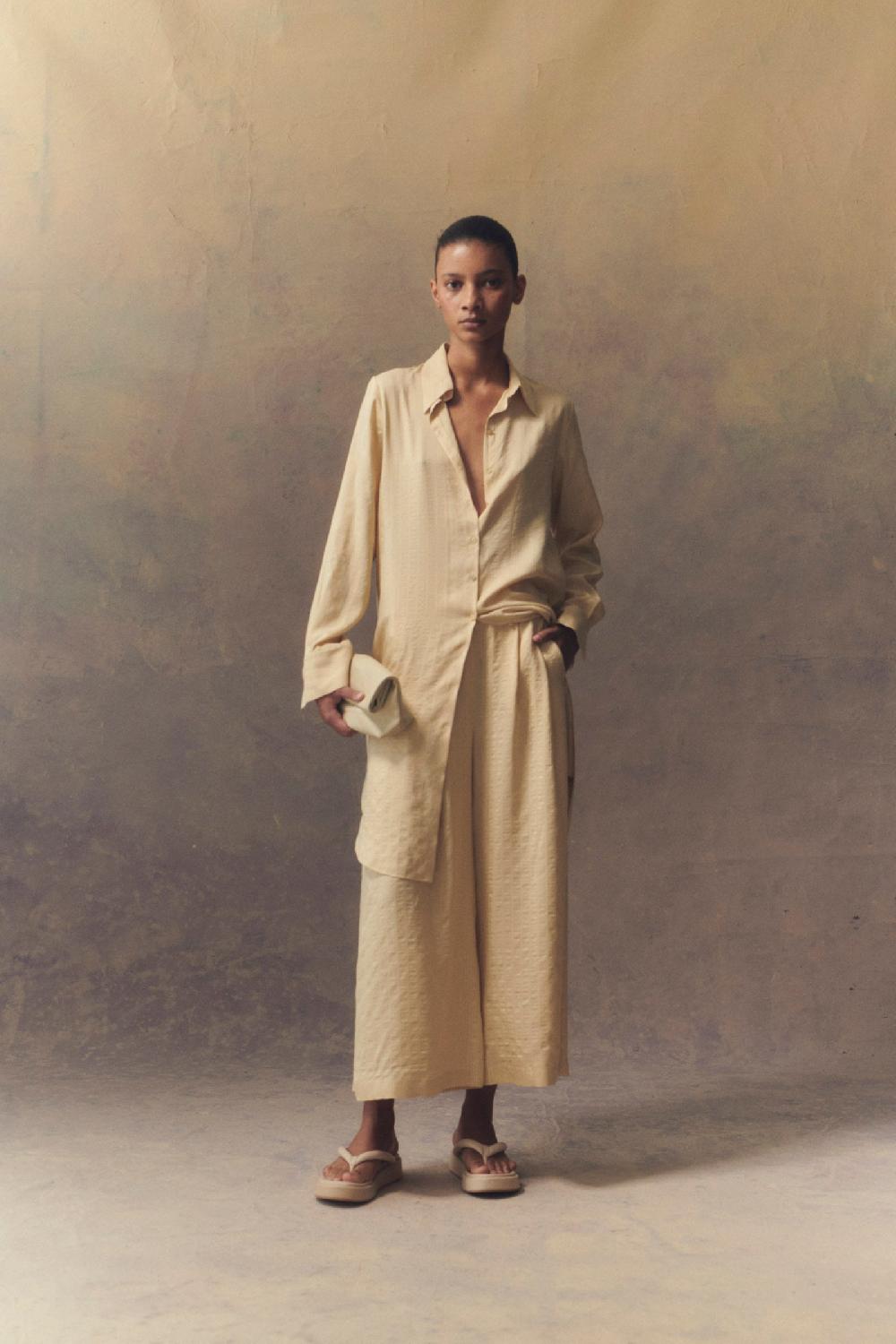 Cortana Frances Pantalón Largo En Seda Vainilla