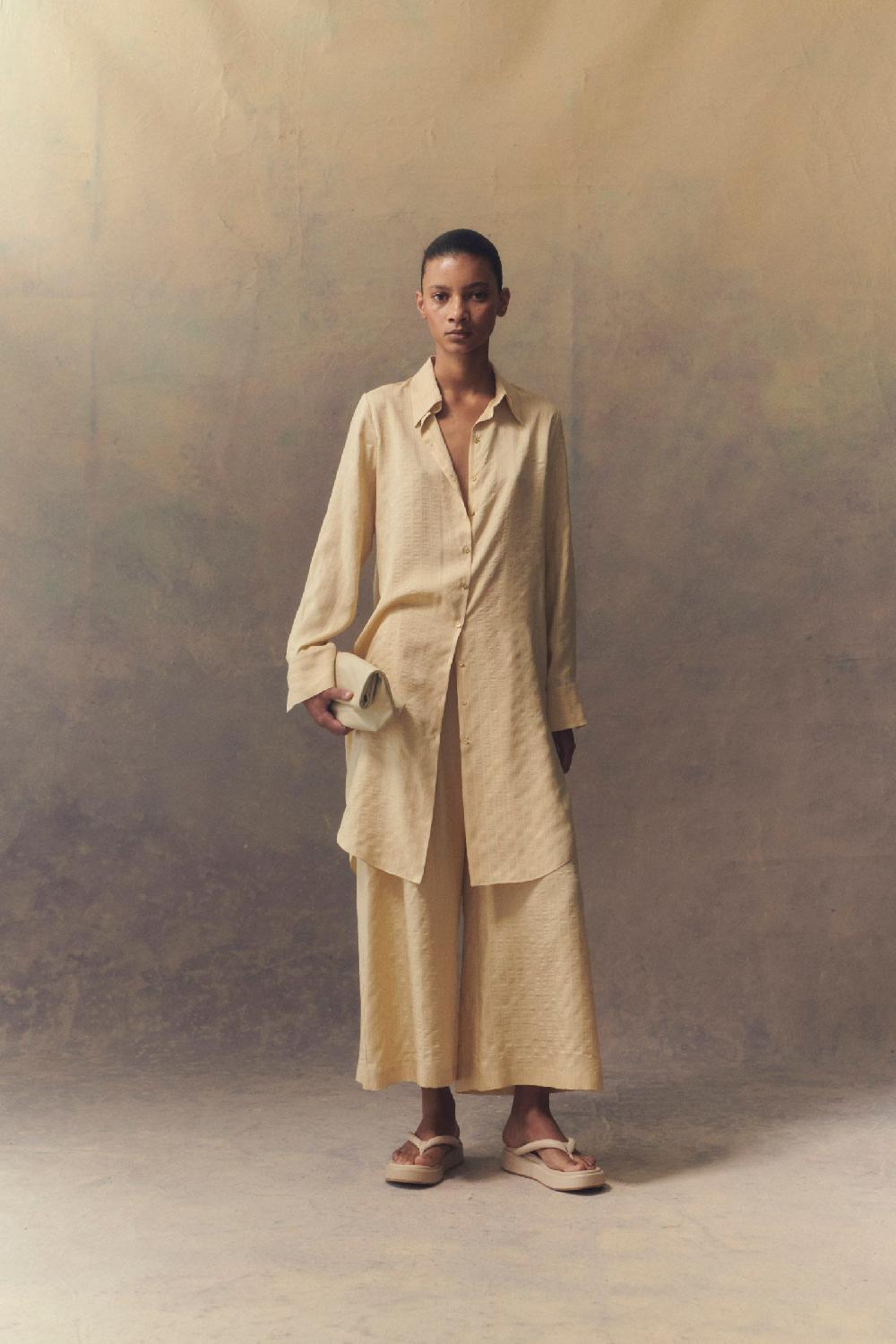 Cortana Frances Pantalón Largo En Seda Vainilla