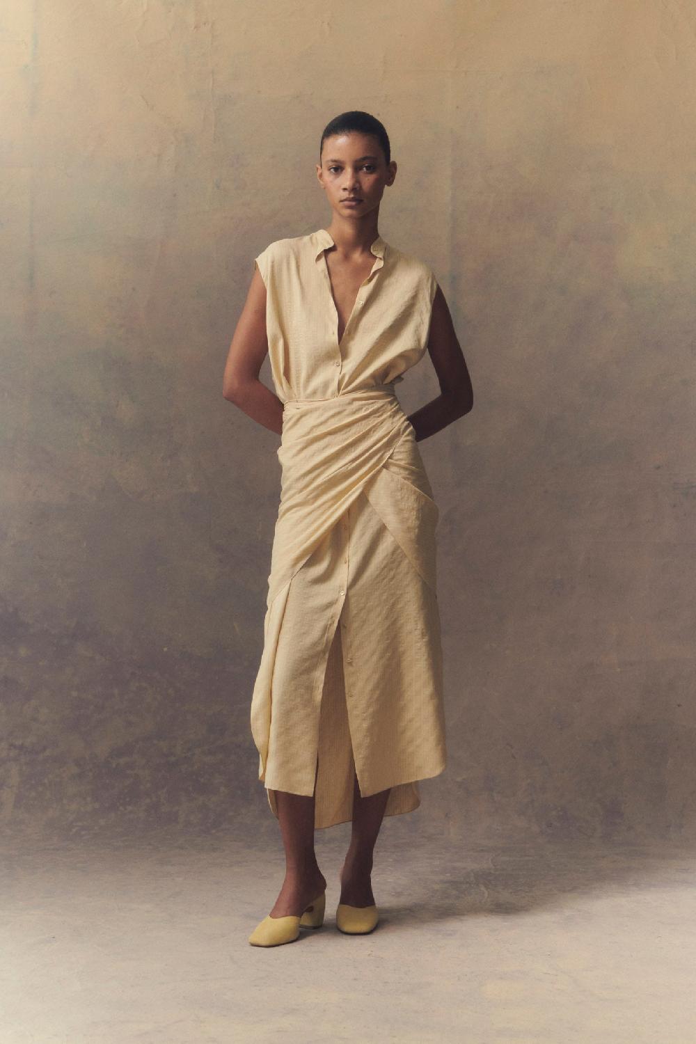 Cortana Frances Vestido En Seda Vainilla