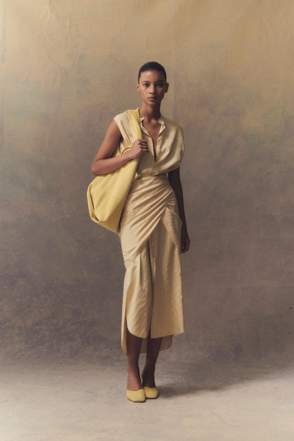 Cortana Frances Vestido En Seda Vainilla