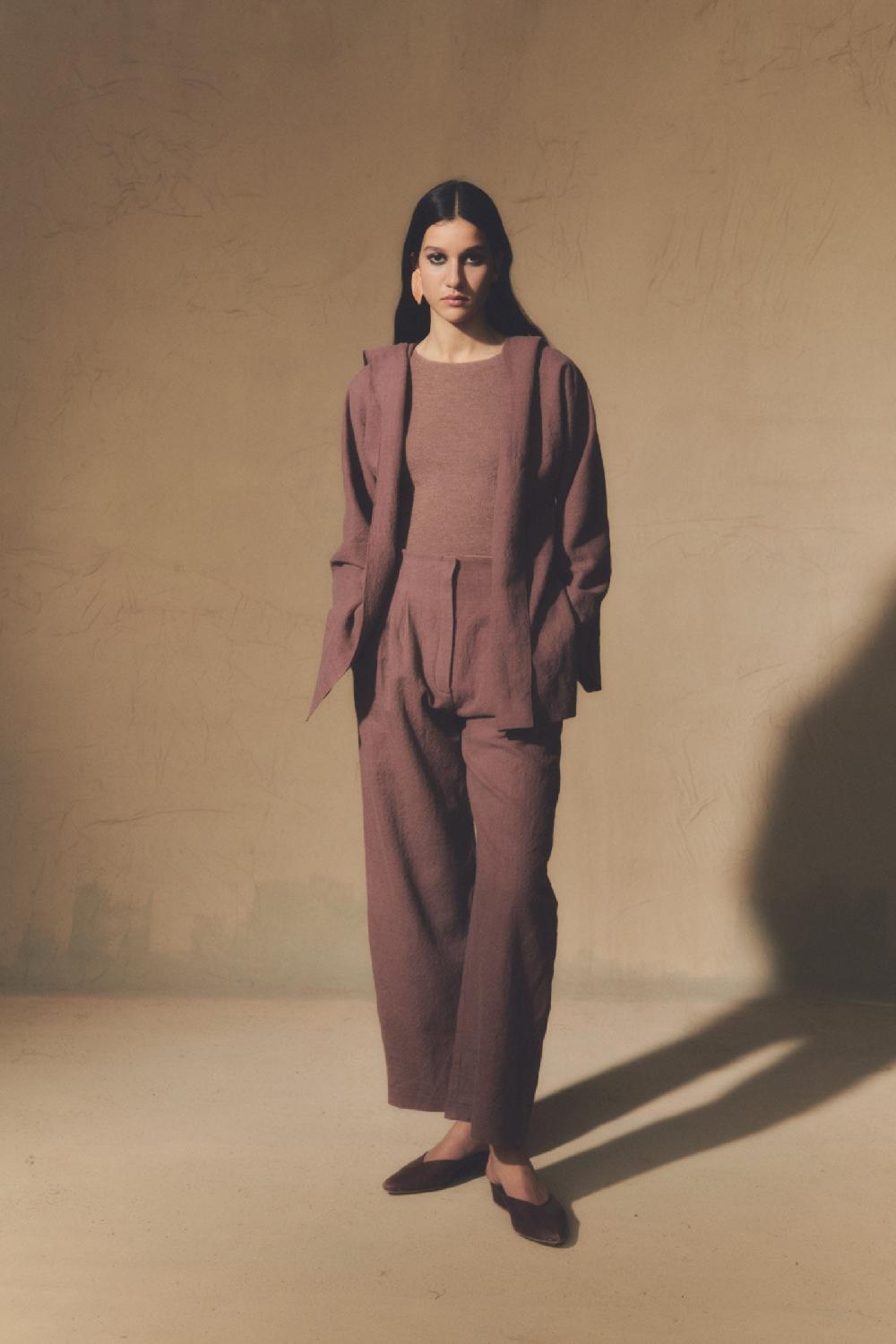 Cortana Frontera Pantalón En Lana Virgen Blush