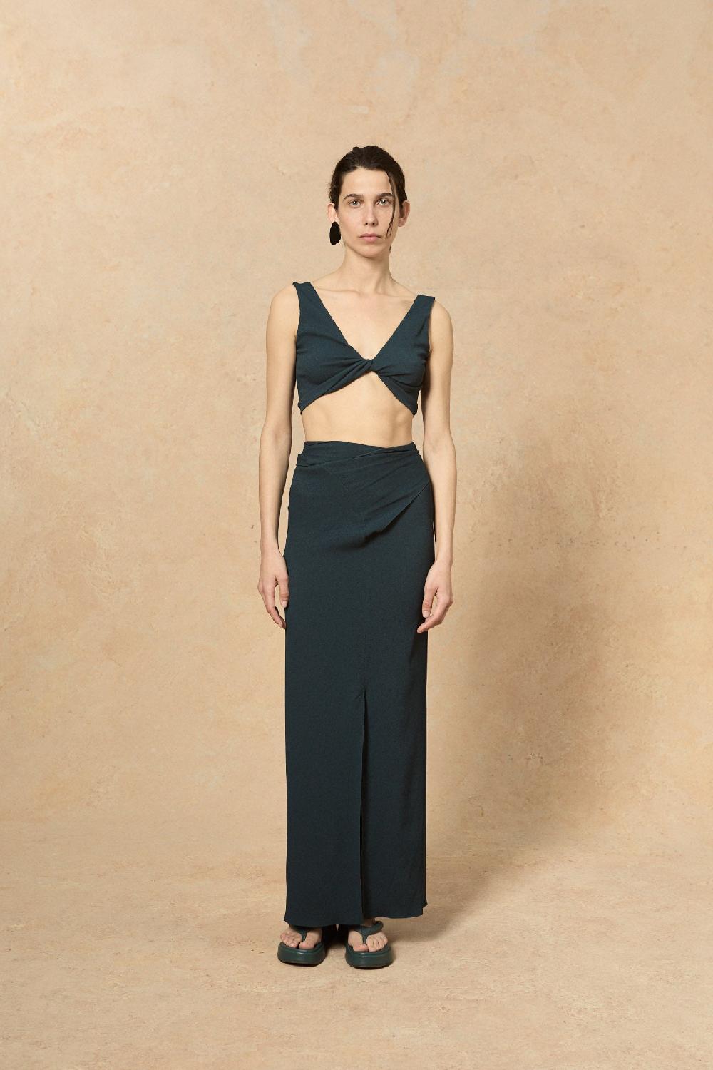 Cortana Geisha Sandalia Plana En Verde Océano