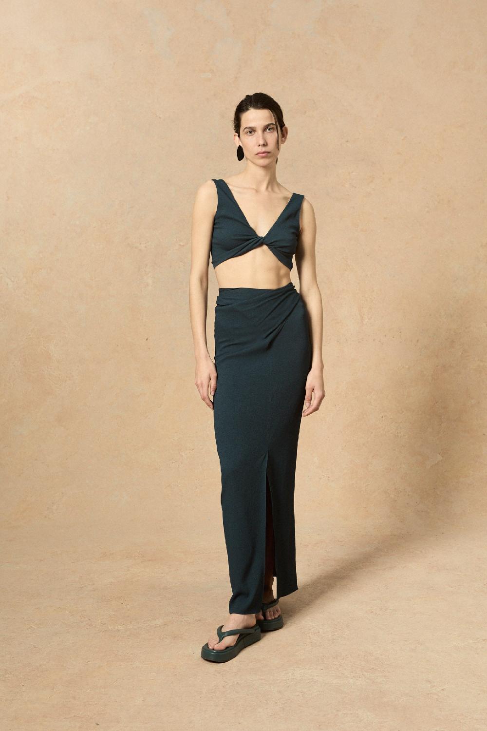 Cortana Geisha Sandalia Plana En Verde Océano