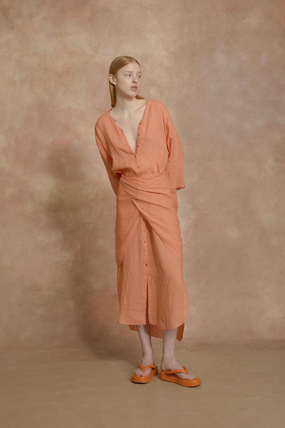 Cortana Geisha Sandalia Plana Naranja