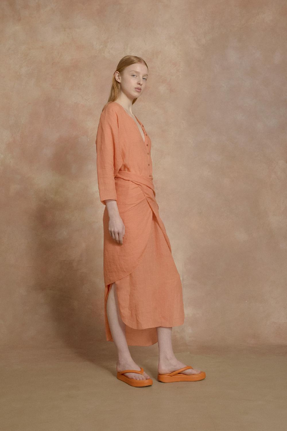 Cortana Geisha Sandalia Plana Naranja