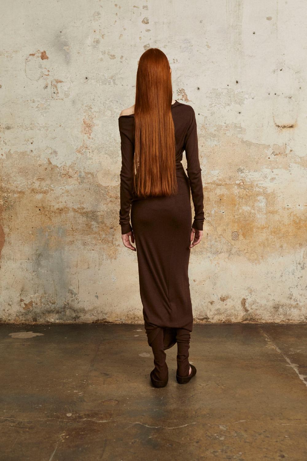 Cortana Genie Vestido Con Cuello Barco Caoba