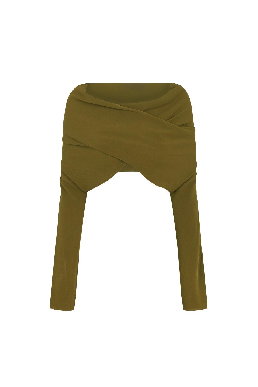 Cortana Georgia chaqueta en seda verde musgo