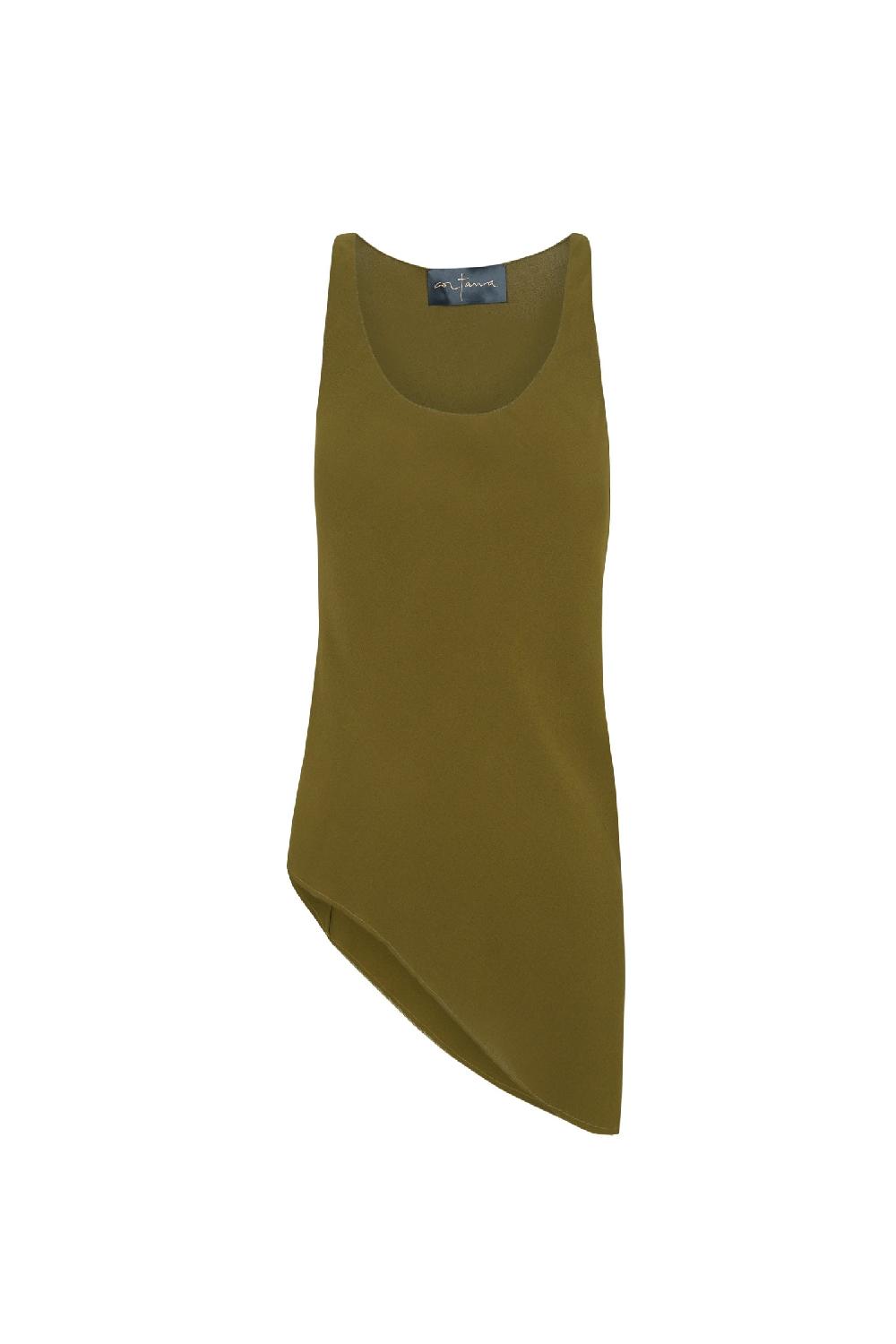 Cortana Georgia top en seda verde musgo